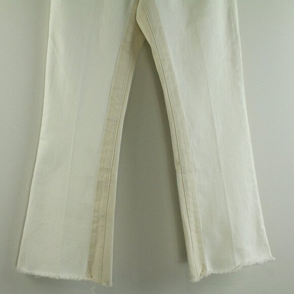Frame Le Crop Mid Rise Mini Boot Cut Two Tone Ivory Beige Denim Jeans 27 NWT - Picture 4 of 8